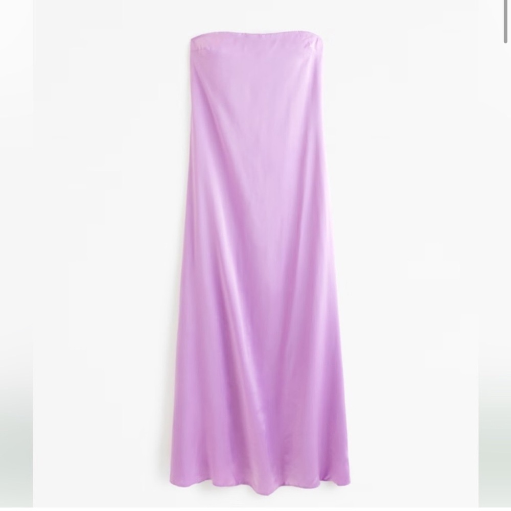 Abercrombie & fitch purple satin strapless trapeze maxi dress
